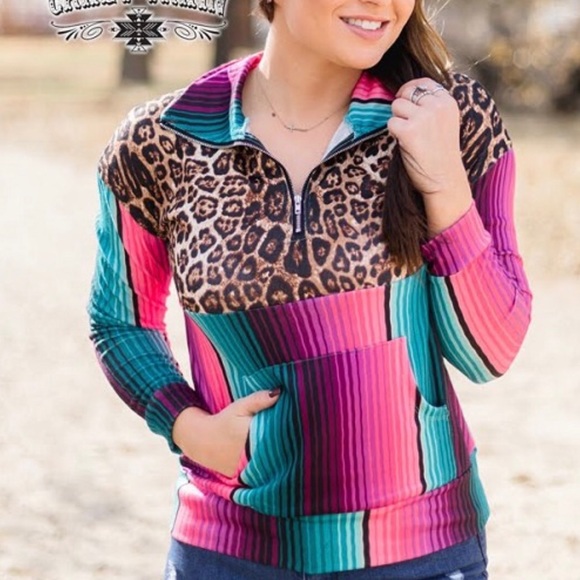 Crazy Train Tops - 🚂Crazy Train🐾 Leopard 🐾Serape Pullover